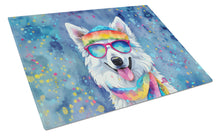 Load image into Gallery viewer, American Eskimo Hippie Dawg Glass Cutting Boards – Durable, Decorative Kitchen Art Large