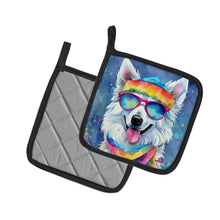 Load image into Gallery viewer, American Eskimo Hippie Dawg Pot Holders - Set of 2 Decorative Kitchen Helpers | Made in the USA