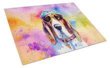 Load image into Gallery viewer, Basset Hound Hippie Dawg Glass Cutting Boards – Durable, Decorative Kitchen Art Large