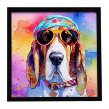 Load image into Gallery viewer, Basset Hound Hippie Dawg Framed Metal Print