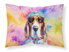 Load image into Gallery viewer, Basset Hound Hippie Dawg Standard Pillowcase – Artistic Decorative Front, White Back