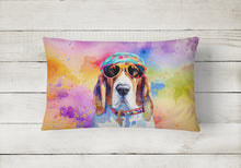Load image into Gallery viewer, Basset Hound Hippie Dawg Fabric Decorative Pillow