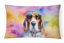 Load image into Gallery viewer, Basset Hound Hippie Dawg Fabric Decorative Pillow