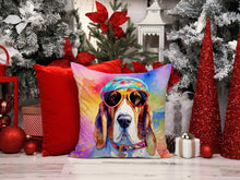 Load image into Gallery viewer, Basset Hound Hippie Dawg Throw Pillow - 14x14 Decorative Pillow – Art for Your Home &amp; Patio