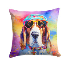 Load image into Gallery viewer, Basset Hound Hippie Dawg Throw Pillow - 14x14 Decorative Pillow – Art for Your Home &amp; Patio