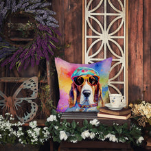 Load image into Gallery viewer, Basset Hound Hippie Dawg Fabric Decorative Pillow