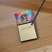 Load image into Gallery viewer, Beagle Hippie Dawg Sticky Note Holder- Refiilable Desk Accessory Note Pad