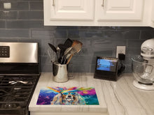 Load image into Gallery viewer, Bearded Collie Hippie Dawg Glass Cutting Boards – Durable, Decorative Kitchen Art Large