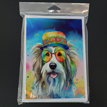 Load image into Gallery viewer, Bearded Collie Hippie Dawg Greeting Cards - Blank Note Cards – 8-Pack of Artist-Designed Cards with Envelopes
