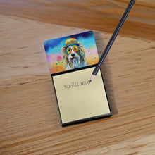 Load image into Gallery viewer, Bearded Collie Hippie Dawg Sticky Note Holder- Refiilable Desk Accessory Note Pad