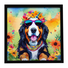 Load image into Gallery viewer, Bernese Mountain Dog Hippie Dawg Framed Metal Print