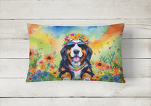 Load image into Gallery viewer, Bernese Mountain Dog Hippie Dawg Fabric Decorative Pillow
