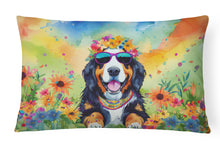 Load image into Gallery viewer, Bernese Mountain Dog Hippie Dawg Fabric Decorative Pillow