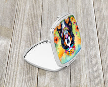 Load image into Gallery viewer, Bernese Mountain Dog Hippie Dawg Compact Mirror – Stylish Purse Mirror with Artistic Covers