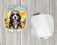 Load image into Gallery viewer, Bernese Mountain Dog Hippie Dawg Compact Mirror – Stylish Purse Mirror with Artistic Covers