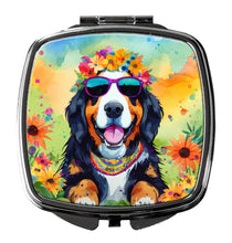 Load image into Gallery viewer, Bernese Mountain Dog Hippie Dawg Compact Mirror – Stylish Purse Mirror with Artistic Covers