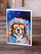 Load image into Gallery viewer, Bernese Mountain Dog Hippie Dawg Greeting Cards - Blank Note Cards – 8-Pack of Artist-Designed Cards with Envelopes