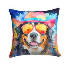 Load image into Gallery viewer, Bernese Mountain Dog Hippie Dawg Fabric Decorative Pillow