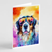 Load image into Gallery viewer, Bernese Mountain Dog Hippie Dawg Greeting Cards - Blank Note Cards – 8-Pack of Artist-Designed Cards with Envelopes