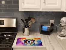 Load image into Gallery viewer, Bernese Mountain Dog Hippie Dawg Glass Cutting Boards – Durable, Decorative Kitchen Art Large