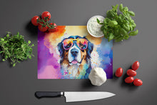 Load image into Gallery viewer, Bernese Mountain Dog Hippie Dawg Glass Cutting Boards – Durable, Decorative Kitchen Art Large
