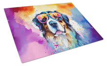 Load image into Gallery viewer, Bernese Mountain Dog Hippie Dawg Glass Cutting Boards – Durable, Decorative Kitchen Art Large
