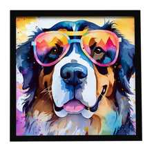 Load image into Gallery viewer, Bernese Mountain Dog Hippie Dawg Framed Metal Print