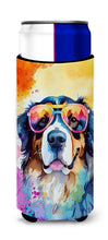 Load image into Gallery viewer, Bernese Mountain Dog Hippie Dawg Slim Can Huggers – Fun, Functional Drink Coolers for Every Occasion