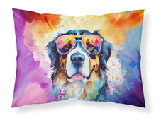 Load image into Gallery viewer, Bernese Mountain Dog Hippie Dawg Standard Pillowcase – Artistic Decorative Front, White Back