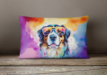 Load image into Gallery viewer, Bernese Mountain Dog Hippie Dawg Fabric Decorative Pillow