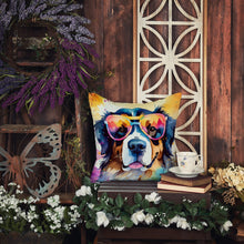 Load image into Gallery viewer, Bernese Mountain Dog Hippie Dawg Fabric Decorative Pillow