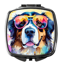 Load image into Gallery viewer, Bernese Mountain Dog Hippie Dawg Compact Mirror – Stylish Purse Mirror with Artistic Covers