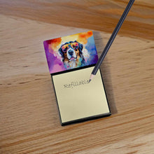 Load image into Gallery viewer, Bernese Mountain Dog Hippie Dawg Sticky Note Holder- Refiilable Desk Accessory Note Pad
