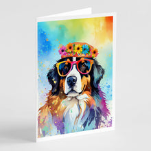 Load image into Gallery viewer, Bernese Mountain Dog Hippie Dawg Greeting Cards - Blank Note Cards – 8-Pack of Artist-Designed Cards with Envelopes
