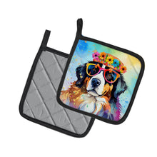 Load image into Gallery viewer, Bernese Mountain Dog Hippie Dawg Pot Holders - Set of 2 Decorative Kitchen Helpers | Made in the USA