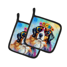 Load image into Gallery viewer, Bernese Mountain Dog Hippie Dawg Pot Holders - Set of 2 Decorative Kitchen Helpers | Made in the USA