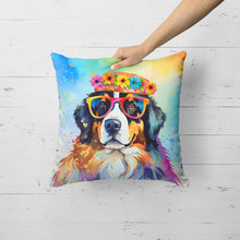 Load image into Gallery viewer, Bernese Mountain Dog Hippie Dawg Fabric Decorative Pillow