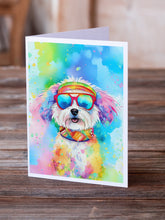 Load image into Gallery viewer, Bichon Frise Hippie Dawg Greeting Cards - Blank Note Cards – 8-Pack of Artist-Designed Cards with Envelopes