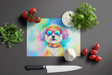 Load image into Gallery viewer, Bichon Frise Hippie Dawg Glass Cutting Boards – Durable, Decorative Kitchen Art Large