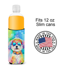 Load image into Gallery viewer, Bichon Frise Hippie Dawg Slim Can Huggers – Fun, Functional Drink Coolers for Every Occasion