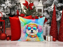 Load image into Gallery viewer, Bichon Frise Hippie Dawg Throw Pillow - 14x14 Decorative Pillow – Art for Your Home &amp; Patio