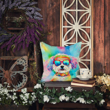 Load image into Gallery viewer, Bichon Frise Hippie Dawg Fabric Decorative Pillow