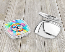 Load image into Gallery viewer, Bichon Frise Hippie Dawg Compact Mirror – Stylish Purse Mirror with Artistic Covers
