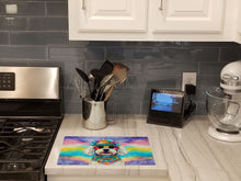 Load image into Gallery viewer, Bichon Frise Hippie Dawg Glass Cutting Boards – Durable, Decorative Kitchen Art Large