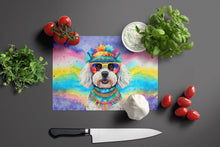 Load image into Gallery viewer, Bichon Frise Hippie Dawg Glass Cutting Boards – Durable, Decorative Kitchen Art Large