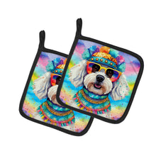 Load image into Gallery viewer, Bichon Frise Hippie Dawg Pot Holders - Set of 2 Decorative Kitchen Helpers | Made in the USA