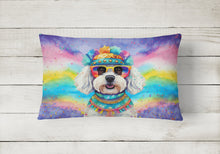Load image into Gallery viewer, Bichon Frise Hippie Dawg Fabric Decorative Pillow