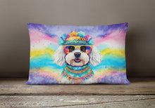 Load image into Gallery viewer, Bichon Frise Hippie Dawg Fabric Decorative Pillow