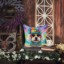 Load image into Gallery viewer, Bichon Frise Hippie Dawg Fabric Decorative Pillow