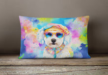 Load image into Gallery viewer, Bichon Frise Hippie Dawg Fabric Decorative Pillow